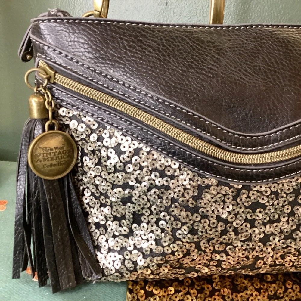 Chic Brown and Gold Sequin‎ Crossbody Bag